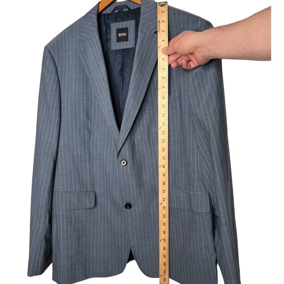 Hugo Boss 46R Wool Blend Coastus Blazer Pinstripe Suit Jacket Office Gray - Picture 9 of 9